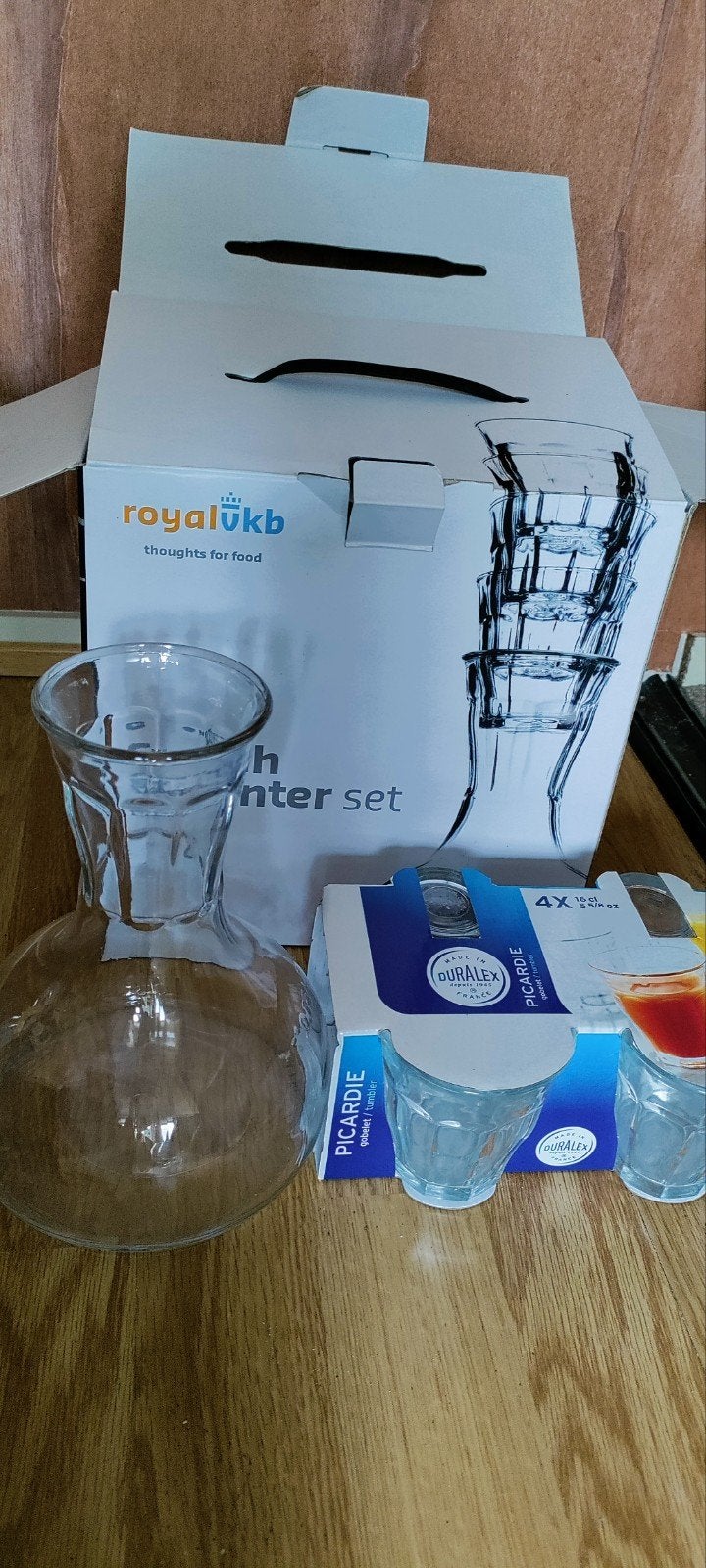 Karafset met glazen van Royal VKB en Duralex, Nieuw, Ophalen of Verzenden, Overige merken, Glas