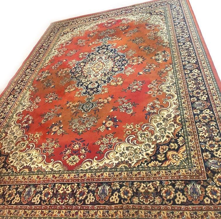 Groot Oosters vloerkleed / Perzisch tapijt wol vintage, Huis en Inrichting, Gebruikt, Groen, 200 cm of meer, Ophalen of Verzenden