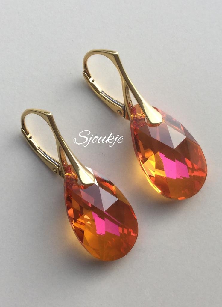 Oorbellen NIEUW goud zilver Swarovski kristal ketting parel, Sieraden, Tassen en Uiterlijk, Oorbellen, Met kristal, Hangers, Verzenden