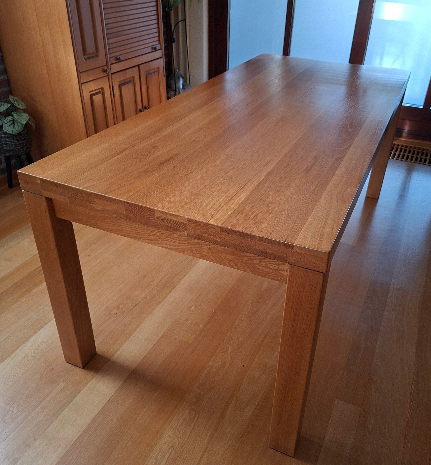 Licht eiken eetkamertafel H79.5xB90xL200 (zonder stoelen), Ophalen, Gebruikt, Eikenhout, 50 tot 100 cm