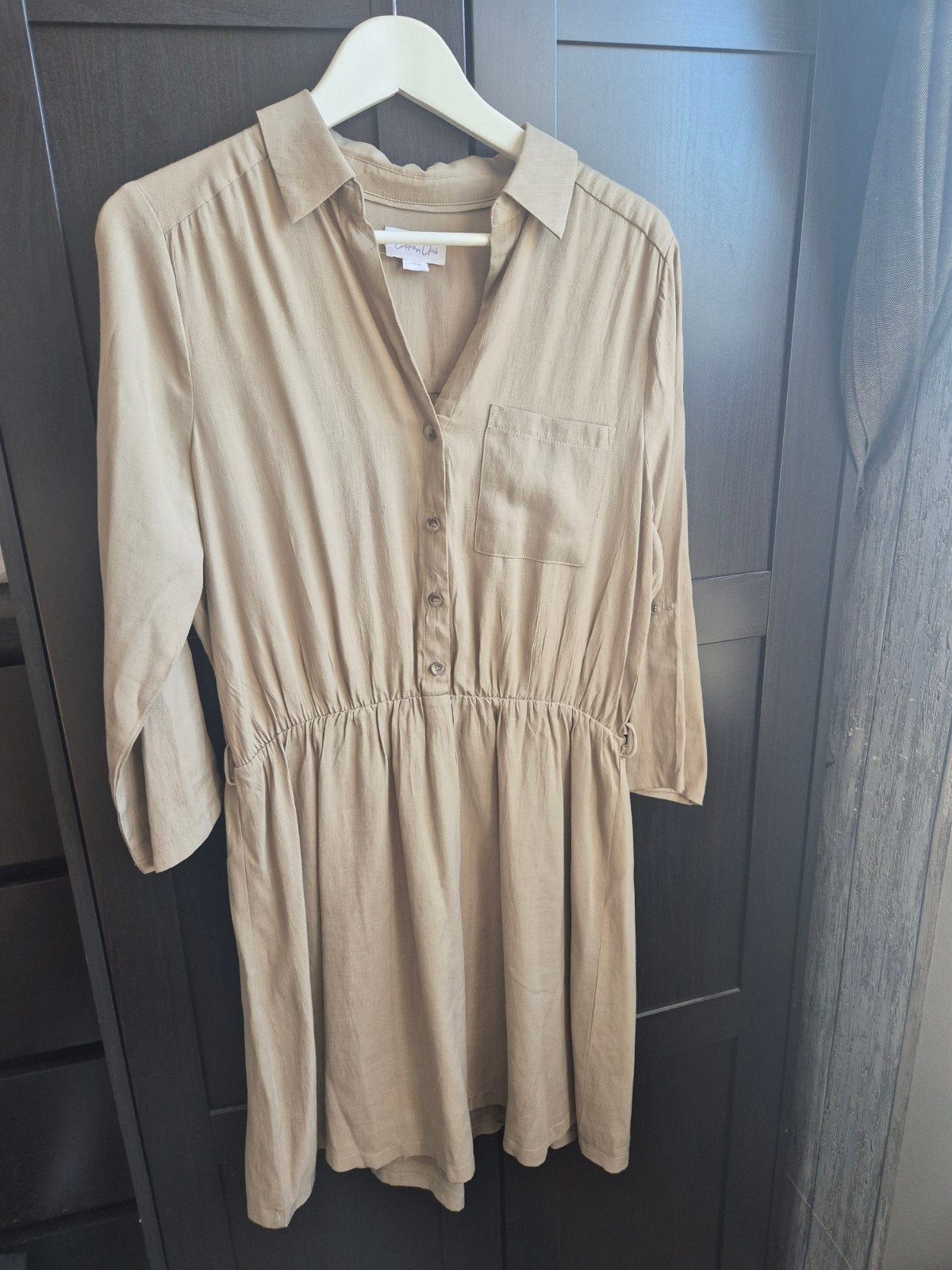 Cotton Club Jurk Maat L Beige, Beige, Maat 42/44 (L), Ophalen of Verzenden, Zo goed als nieuw