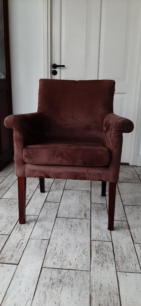 eetkamerstoelen 4 stuks stof  is velvet met hout  gratis, Ophalen, Bruin, Vier, Hout