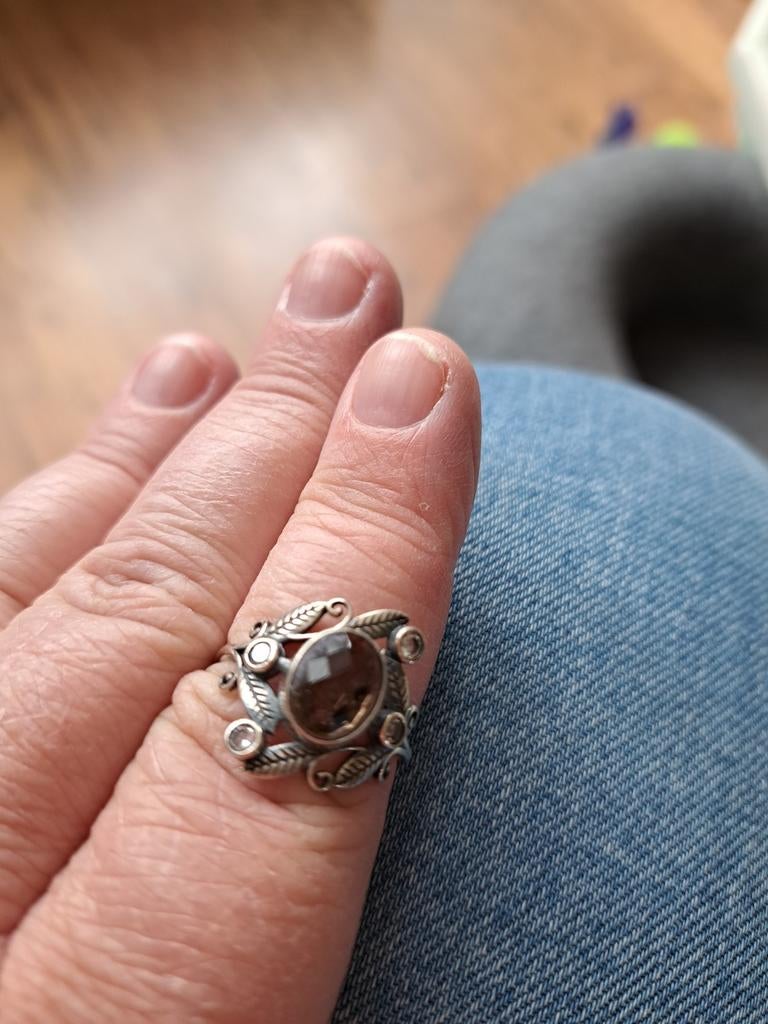 Ring rookwarts echt zilver verstelbaar, Sieraden, Tassen en Uiterlijk, Ringen, Ophalen of Verzenden, 17 tot 18, Dame, Zilver
