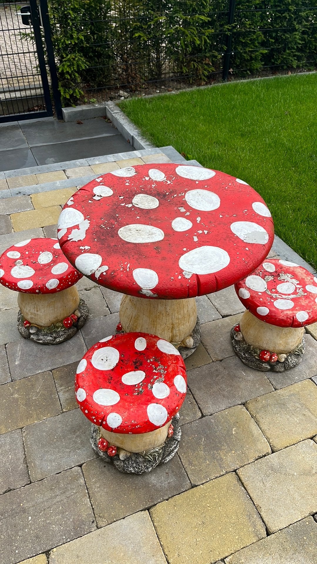 Paddenstoel tuinset, Ophalen, Zo goed als nieuw, Rechthoekig