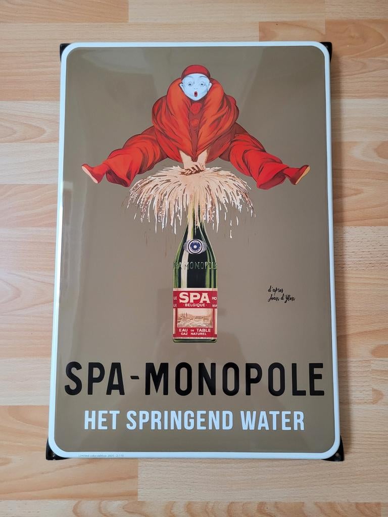 Emaille bord spa, Ophalen of Verzenden, Gebruikt, Reclamebord