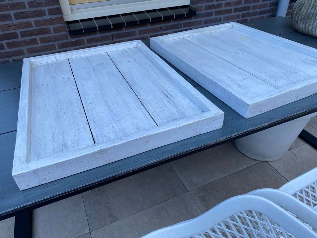 Steigerhouten tafel bladen, Ophalen, Zo goed als nieuw, Vierkant, Hout