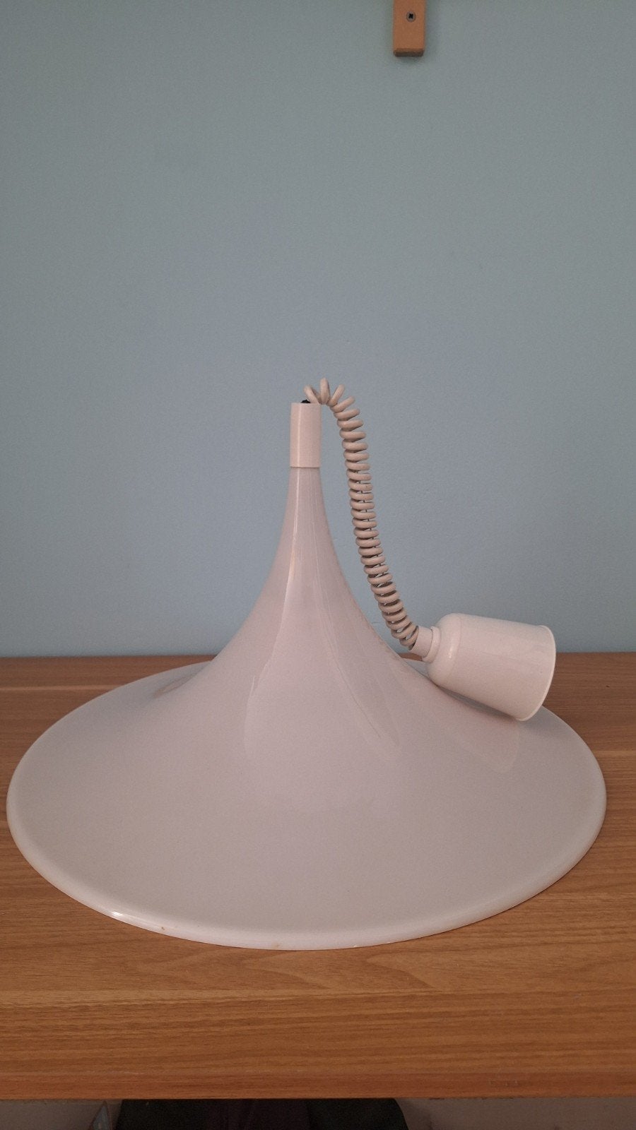 Vintage Space Age heksenhoed hanglamp in het wit, Ophalen, Kunststof, Vintage, E27 (groot)