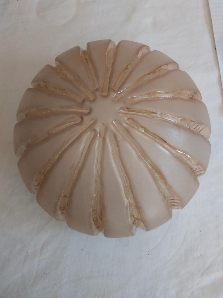 Vintage Franse Plafonierre 27 cm rookglas jaren 1960 design, Ophalen of Verzenden, Zo goed als nieuw