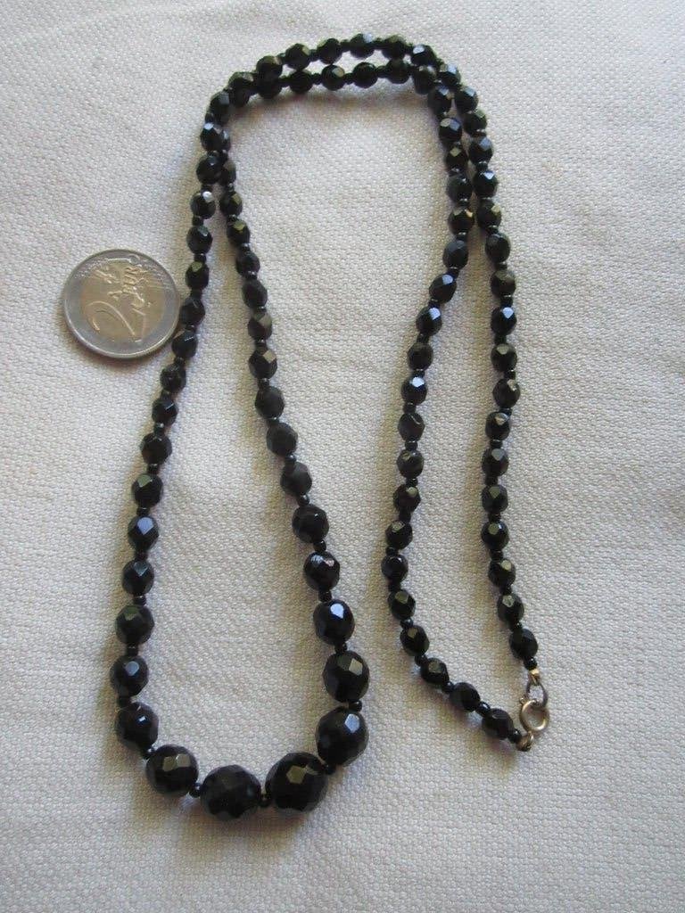 18.  Schitterende oude ketting, French jet,  72 cm, Ophalen, Overige materialen, Ketting