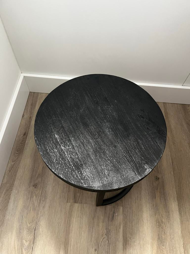 Zwart houten bijzettafeltje, Ophalen, Minder dan 45 cm, Minder dan 55 cm, Gebruikt