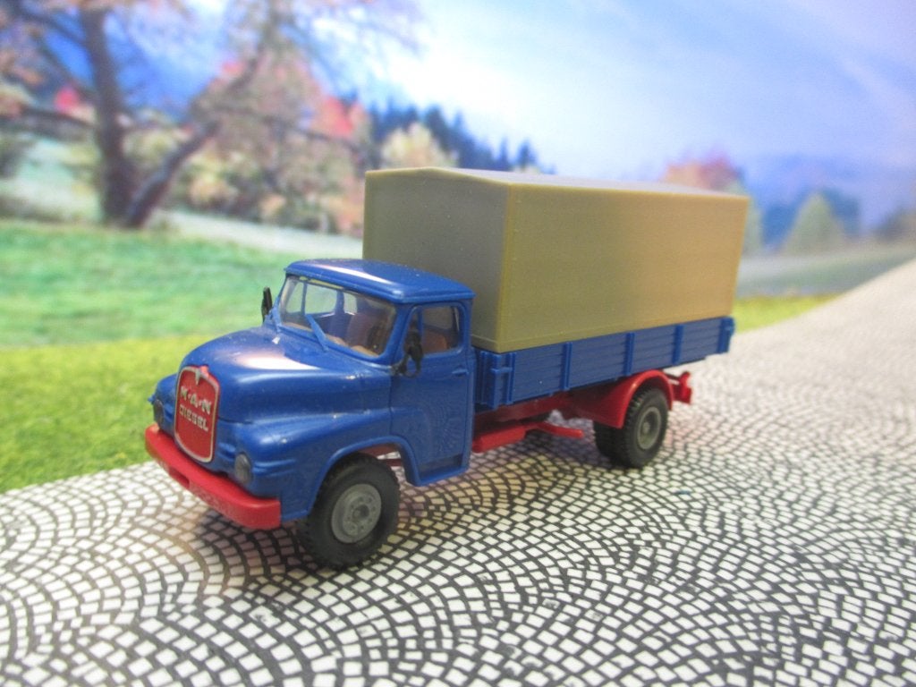 MAN 635 26.280 Bakwagen met huif - Brekina, Ophalen of Verzenden, Zo goed als nieuw, Bus of Vrachtwagen, Brekina