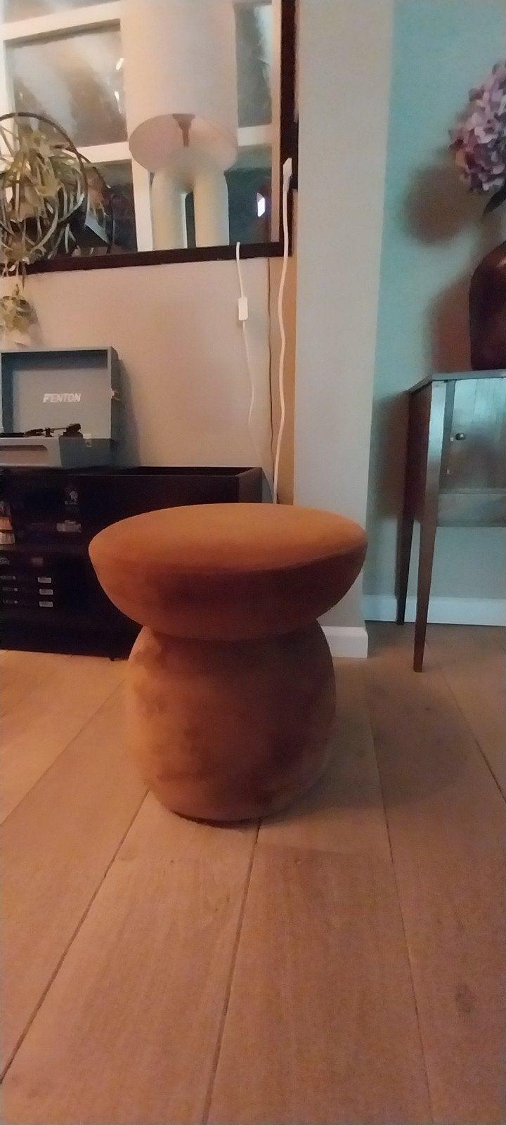 Okergele poef, Ophalen, Minder dan 50 cm, Rond, Minder dan 50 cm