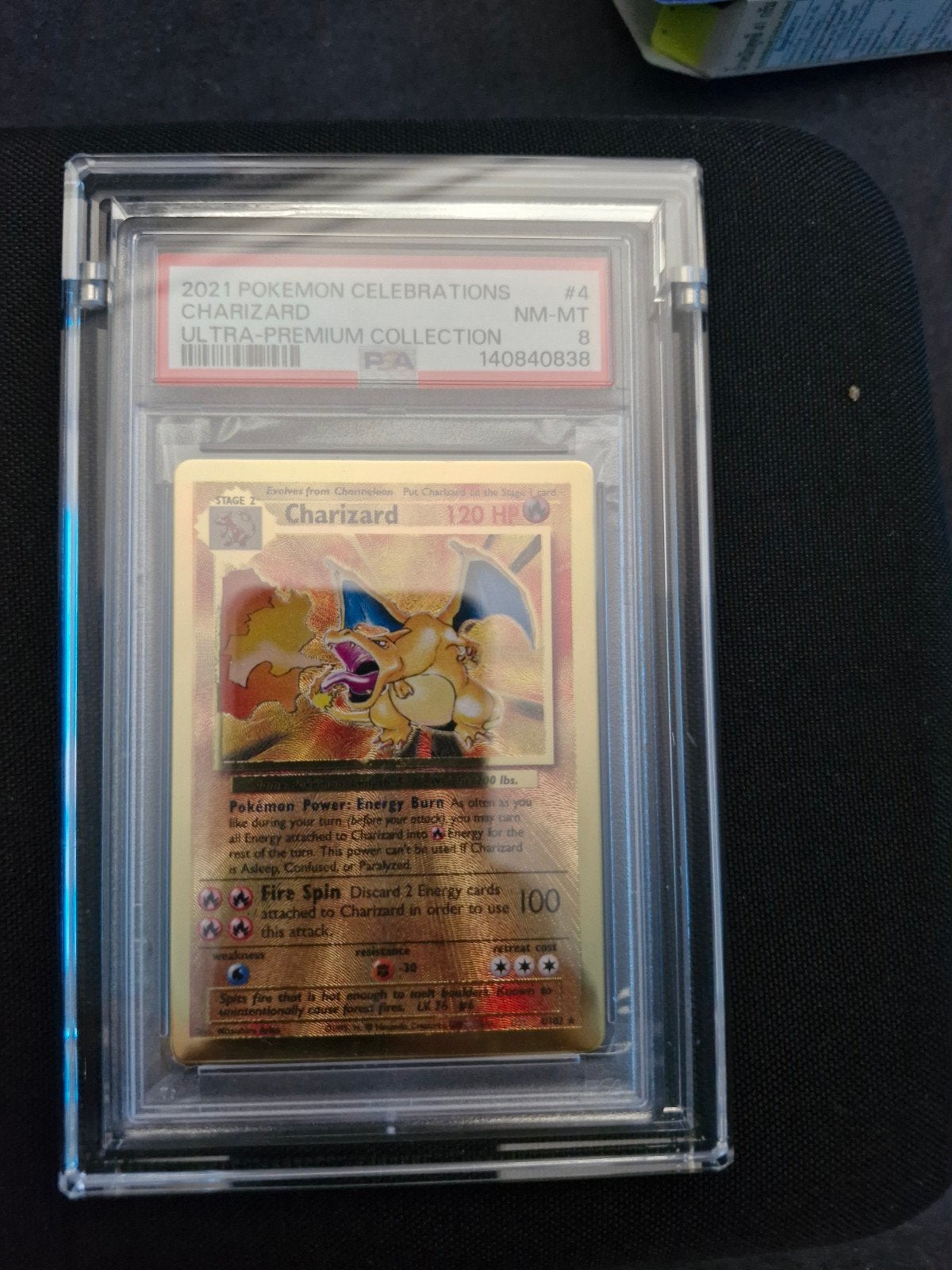 PSA 8 Charizard 2021 Celebrations Ultra-Premium Collection, Ophalen of Verzenden, Zo goed als nieuw, Losse kaart