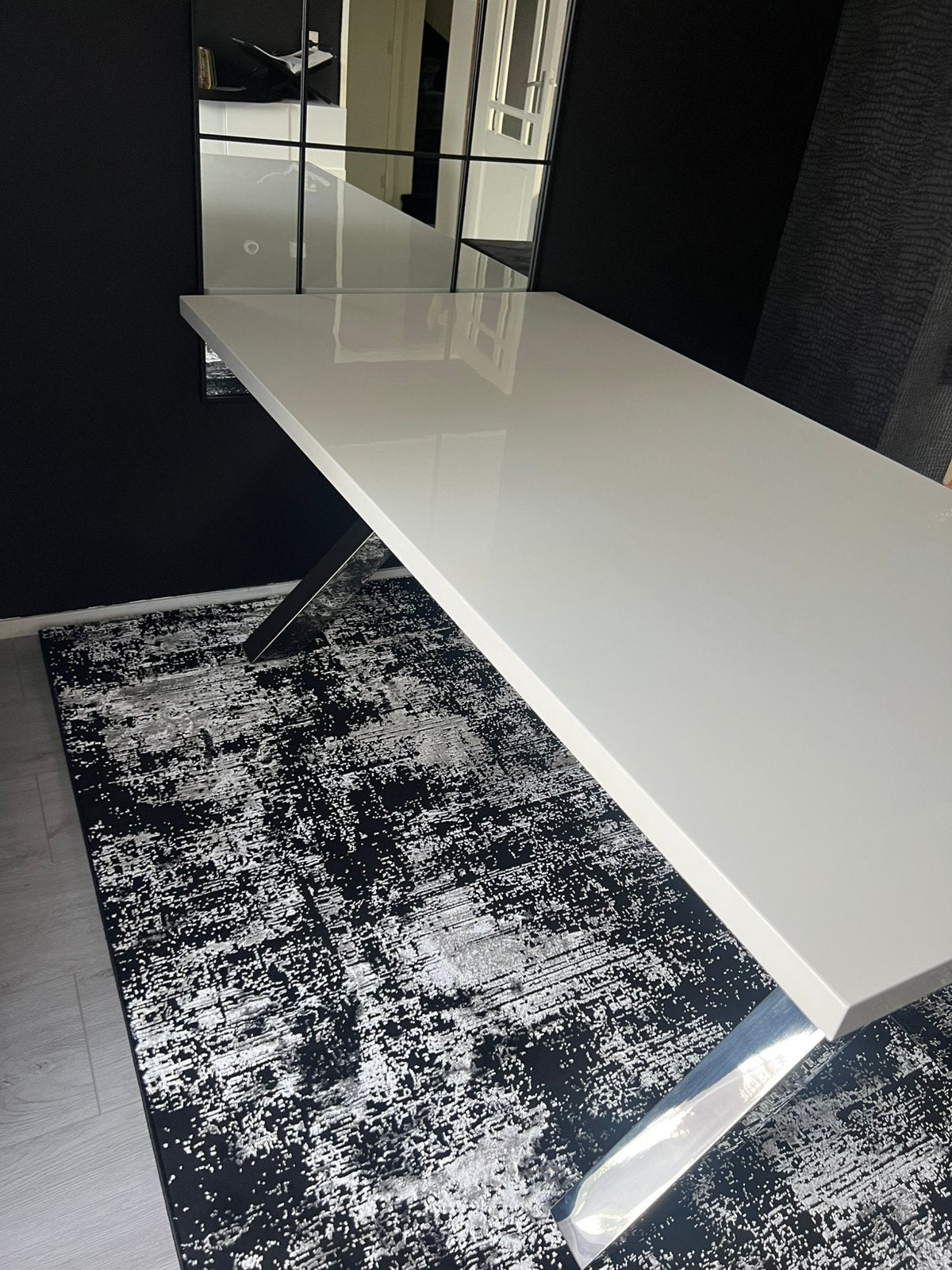 Hoogglans Eettafel, Huis en Inrichting, Tafels | Eettafels, Ophalen, Zo goed als nieuw, Rechthoekig, 50 tot 100 cm