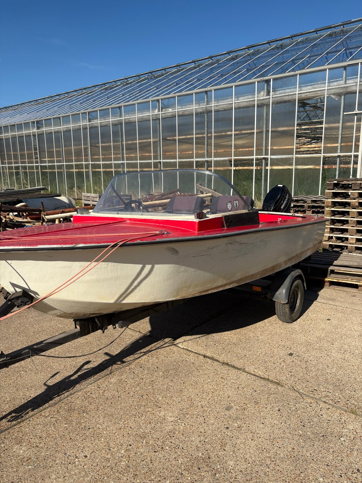 Boot met motor en trailer, Watersport en Boten, Speedboten, Gebruikt, Overige merken, Benzine, Minder dan 70 pk, Buitenboordmotor