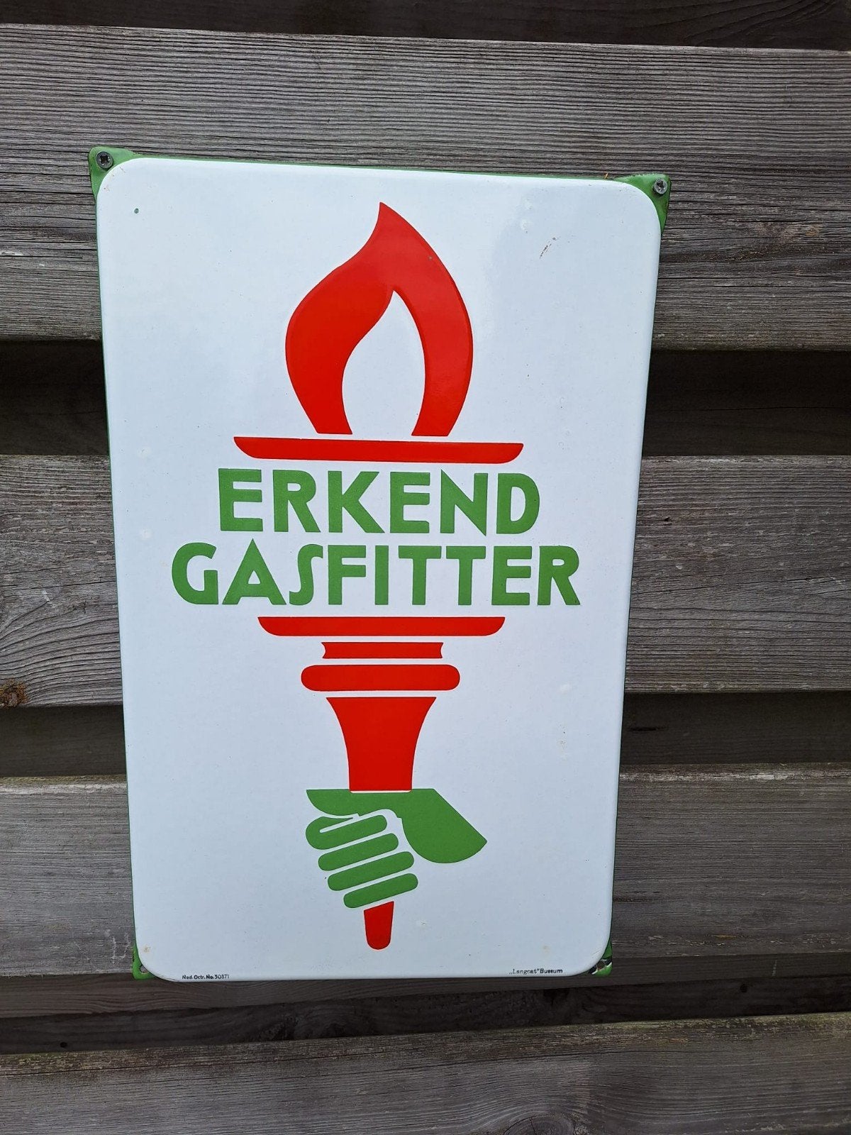 Emaille reclamebord Erkend Gasfilter, Ophalen of Verzenden, Gebruikt, Reclamebord