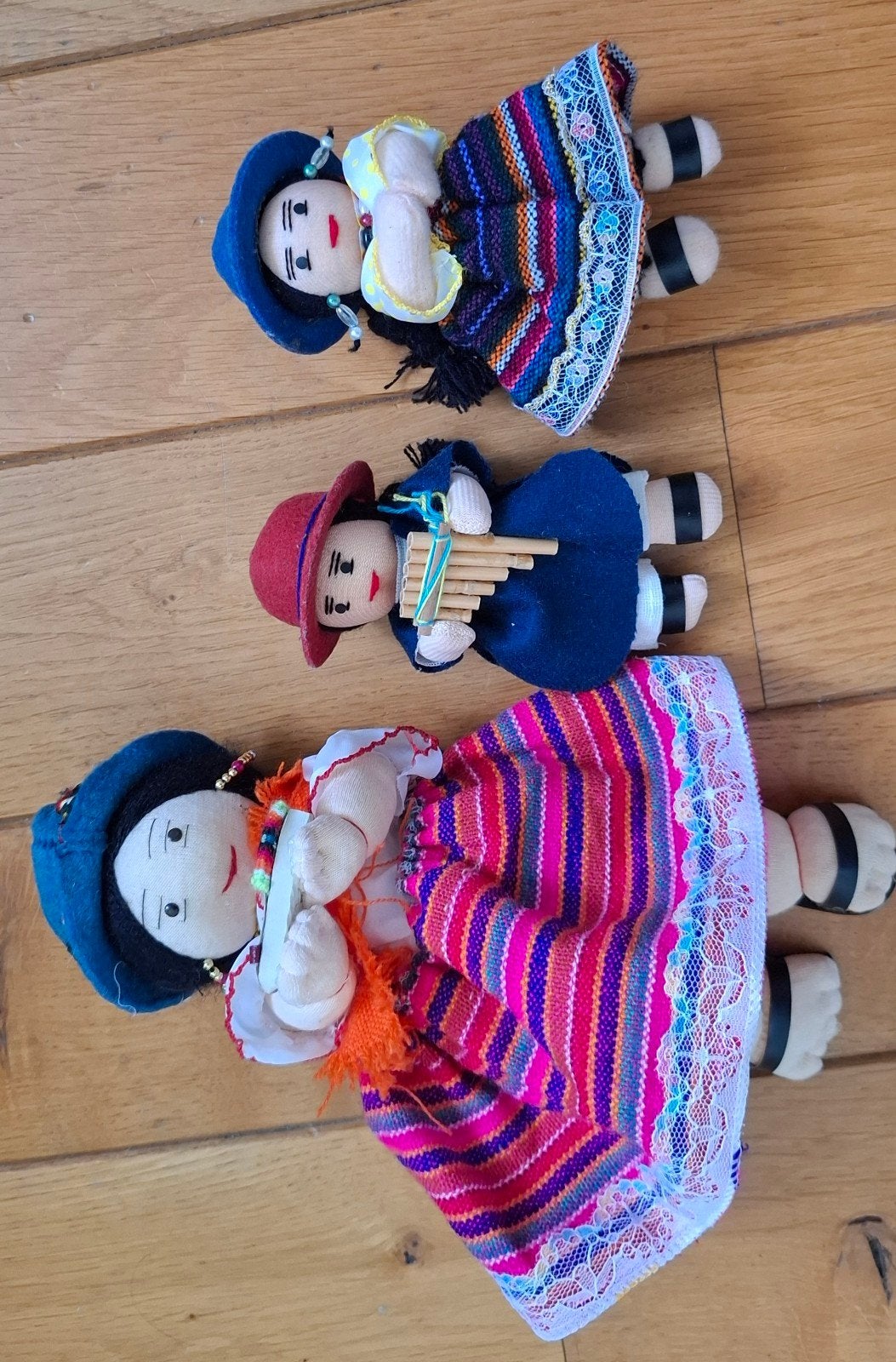 Set van 3 Mexicaanse popjes in klederdracht, Verzamelen, Ophalen of Verzenden, Gebruikt, Pop