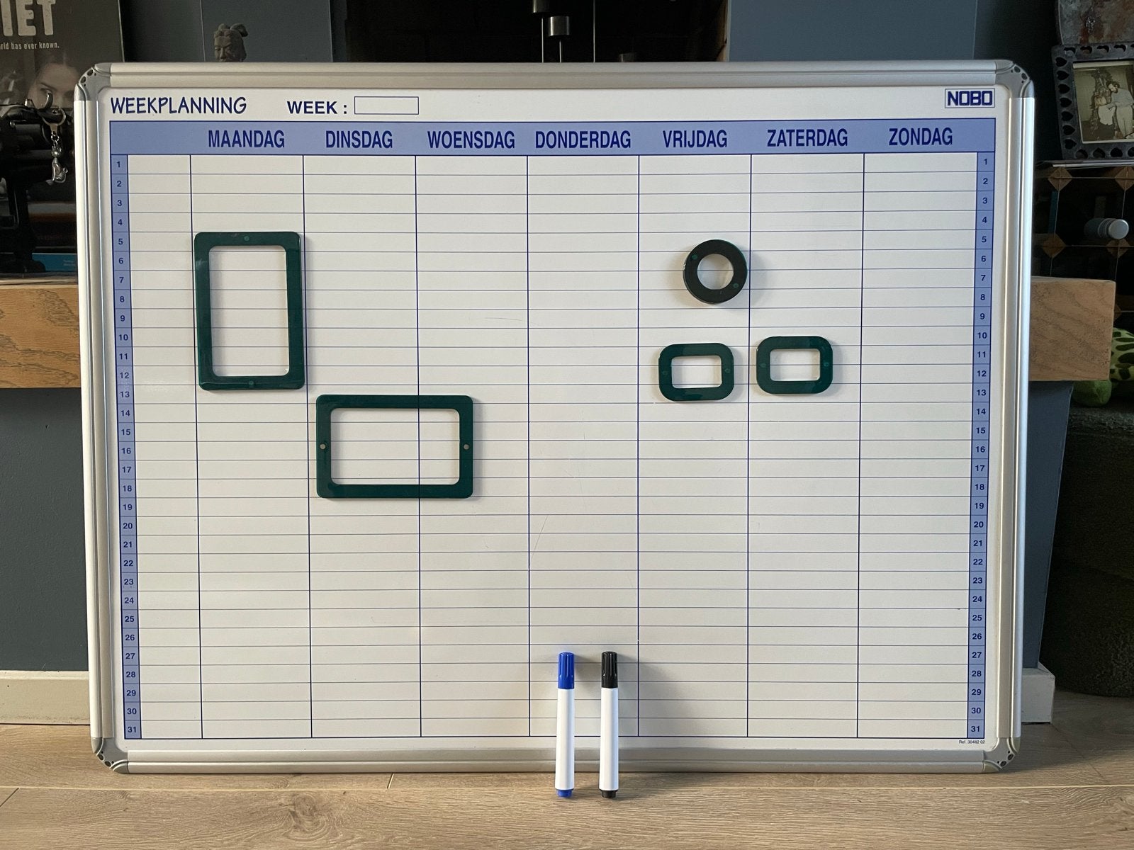 Nobo Magneet Whiteboard - 90x78 cm met stiften en magneten, Ophalen of Verzenden, Gebruikt