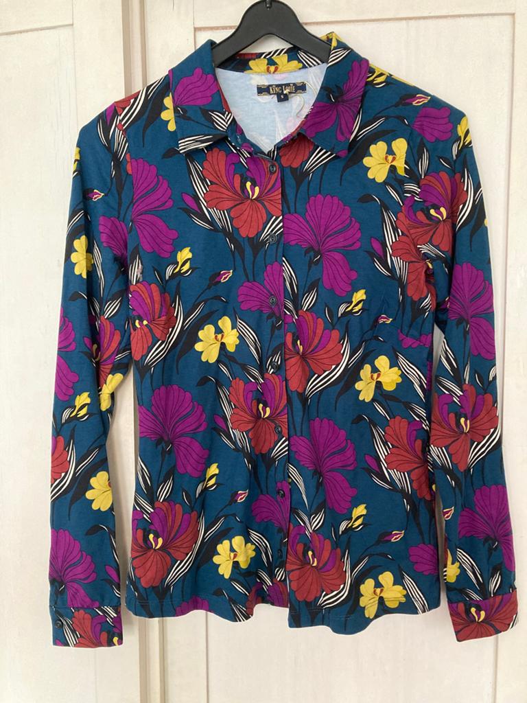 King Louie blouse, mt S, Ophalen of Verzenden, Zo goed als nieuw, Maat 38/40 (M), Blauw