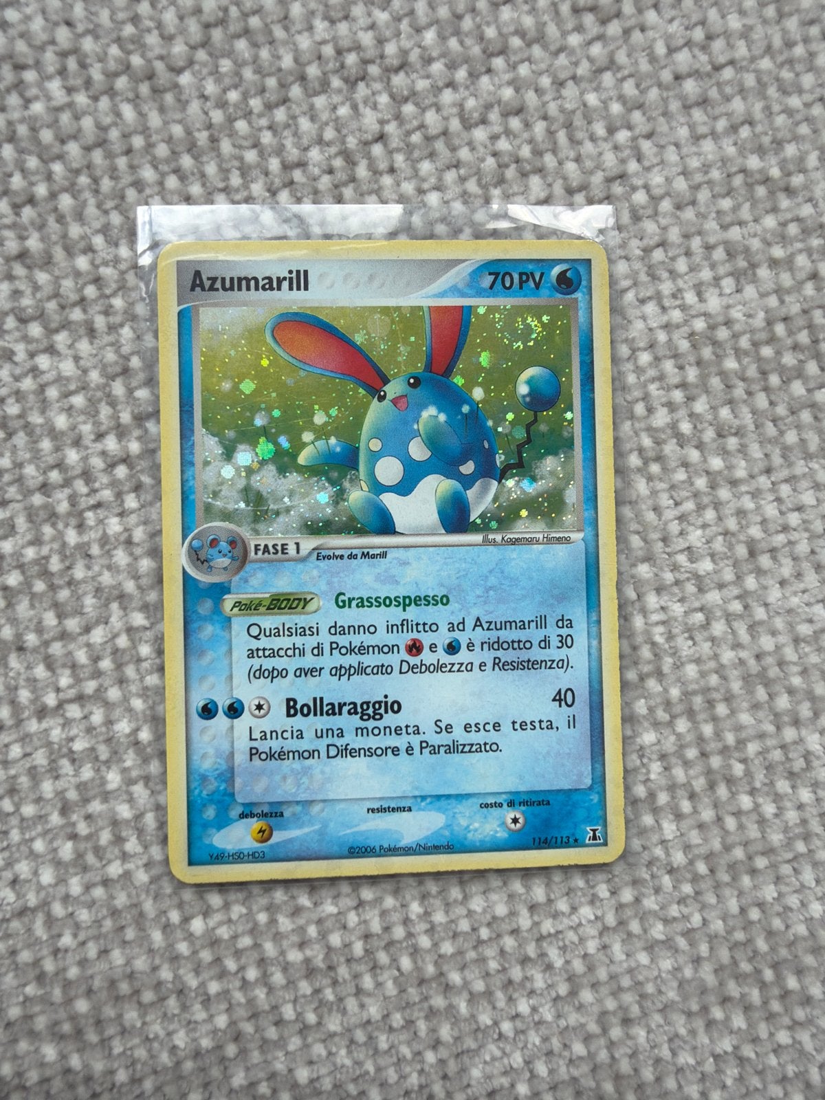 Oude Azumarill Holo Pokémon Kaart - Zeldzaam!, Ophalen, Gebruikt, Losse kaart, Foil