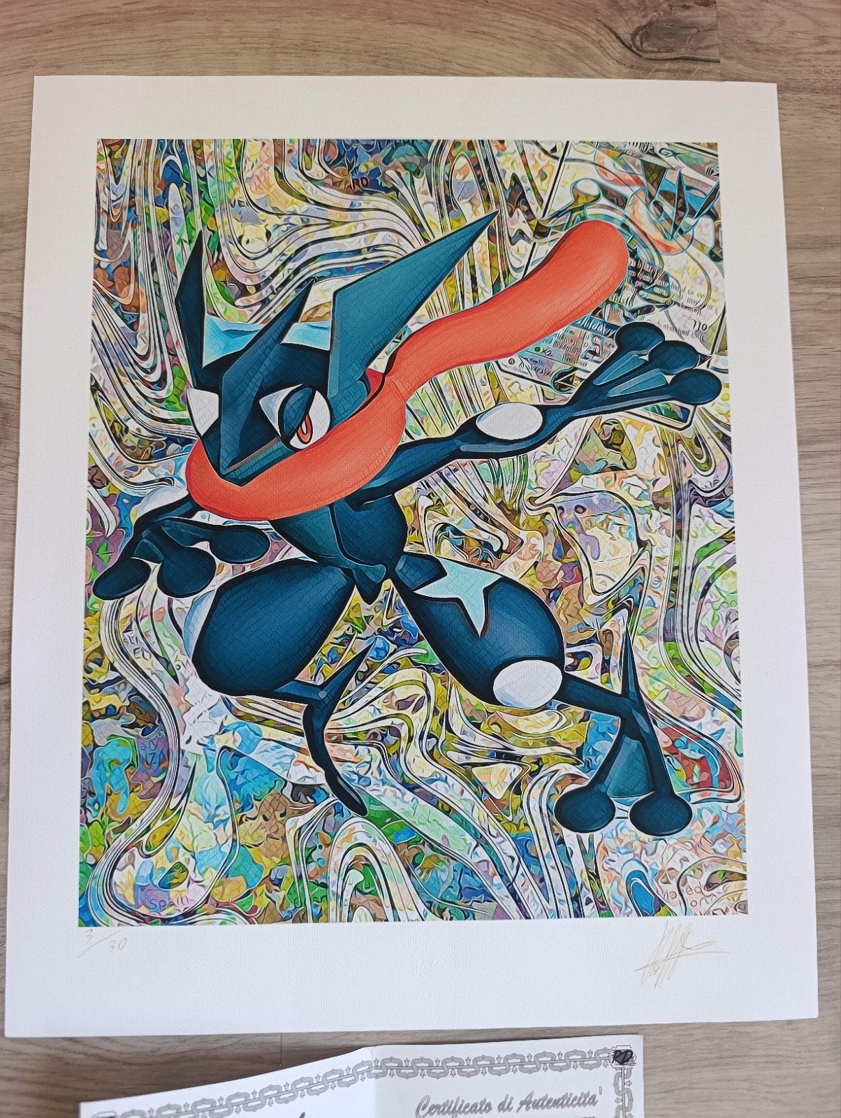 Greninja GX Pokemon Schilderij - Raffaele De Leo Print, Antiek en Kunst, Ophalen of Verzenden, Print, Print/reproductie, Genummerd
