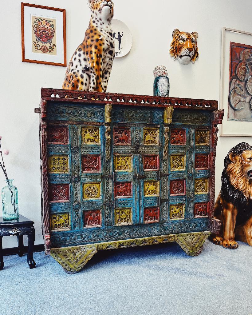 Antieke bruidskist uit India, Ophalen, Gebruikt, 100 tot 150 cm, X