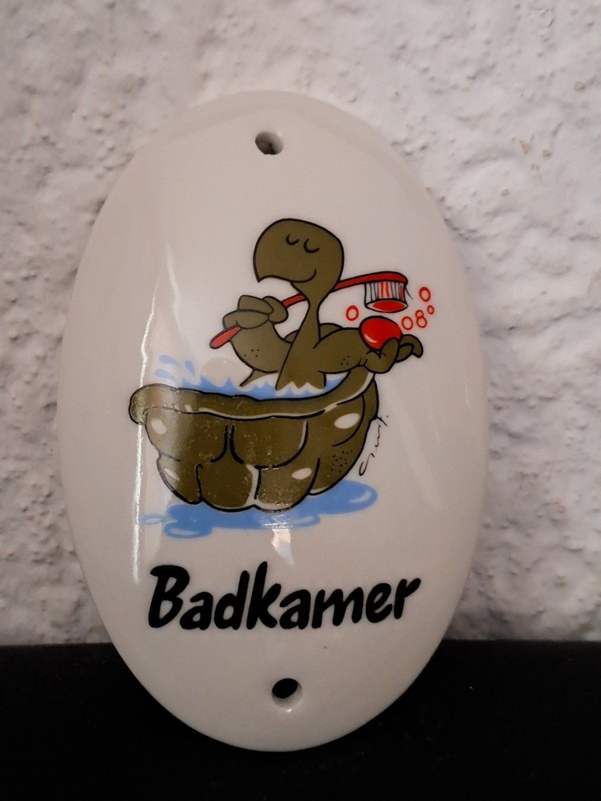 Vintage Bol Porselein Badkamer Bordje - Handgedecoreerd, Ophalen of Verzenden
