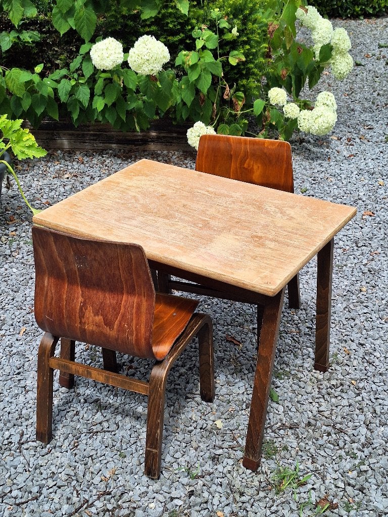Vintage tSchool tafel en stoel, Ophalen