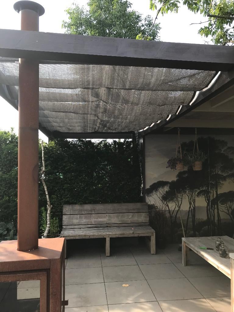 Garviks schaduwdoek / harmonicadoek 400 x 200 cm antraciet, Tuin en Terras, Schaduwdoeken, Gebruikt, Ophalen of Verzenden