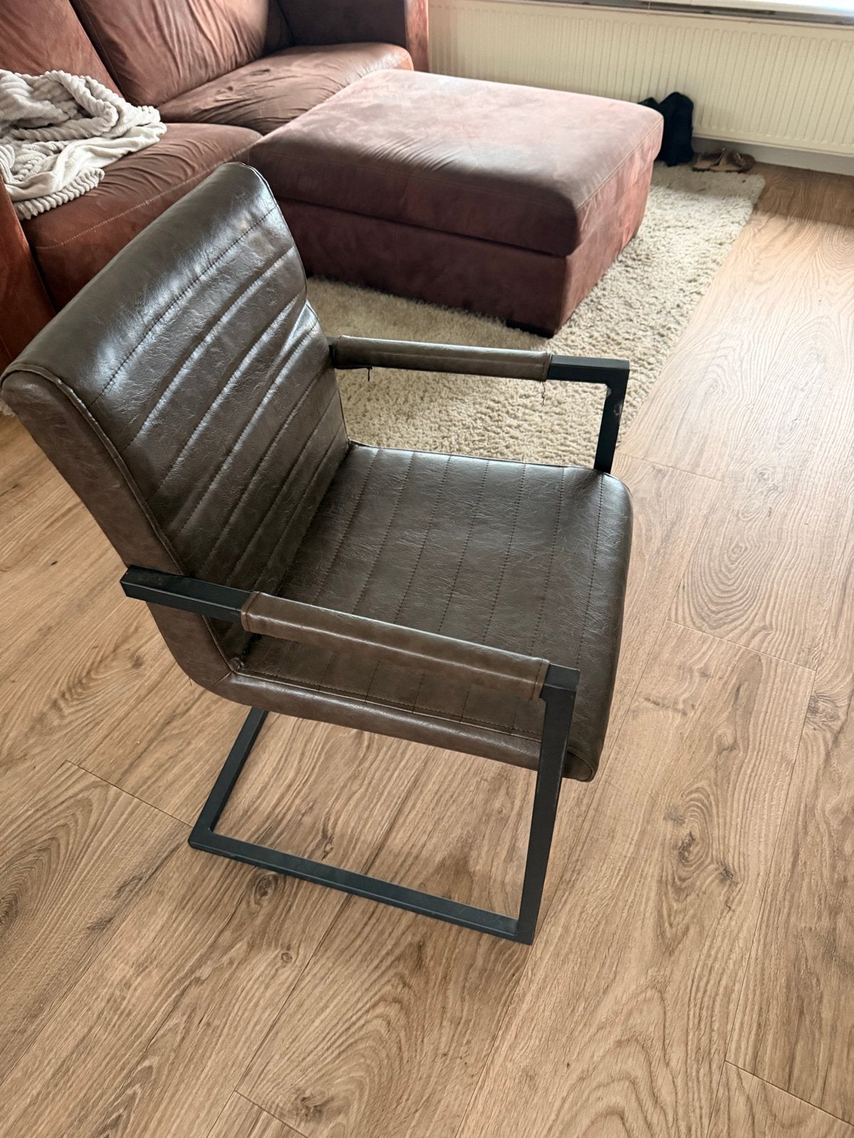 6x Bruine eetkamerstoelen - Gebruikt, goede staat, Huis en Inrichting, Stoelen, Ophalen, Gebruikt, Bruin, Leer
