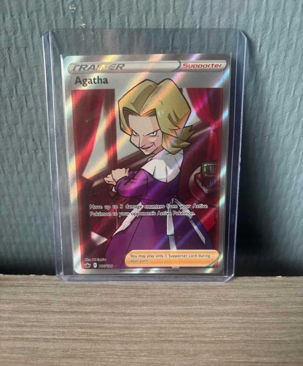 Pokémon TCG Agatha Full Art Supporter Kaart, Verzenden, Zo goed als nieuw, Losse kaart