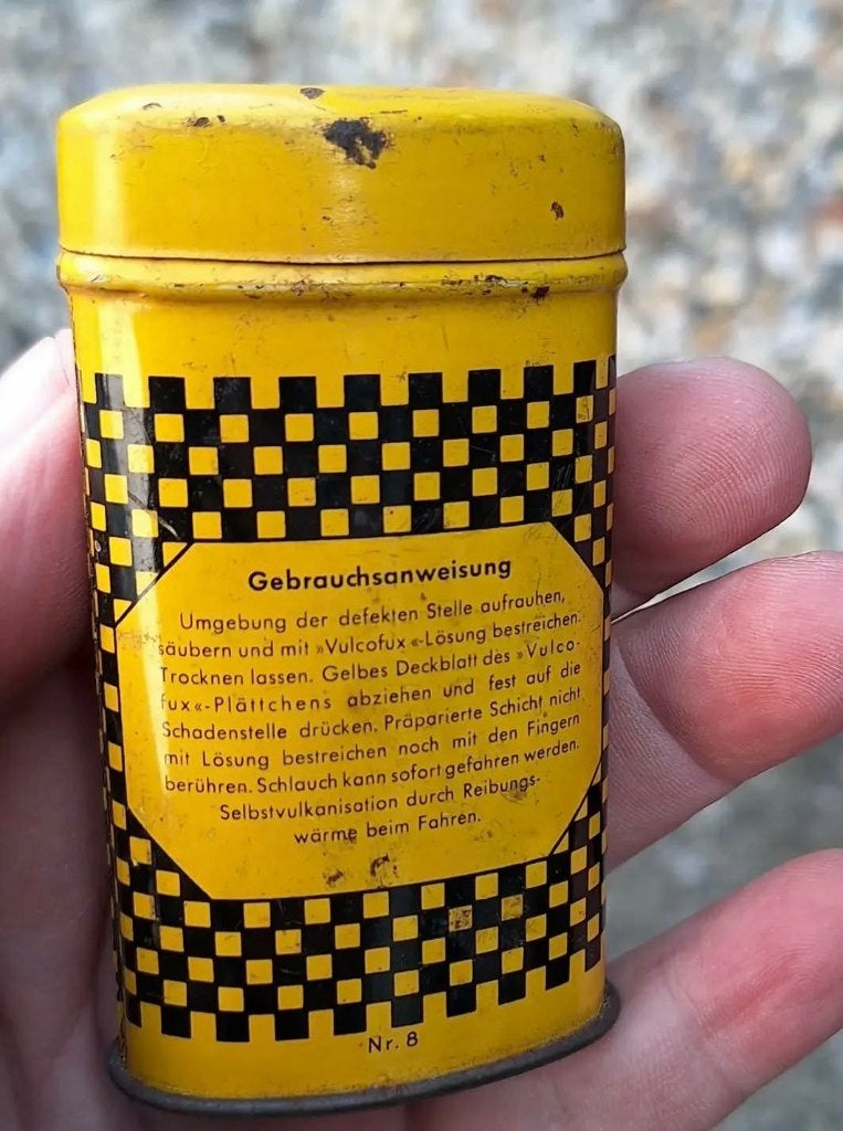 Victoria Vulcofix bandenreparatiesetje uit de 50'r jaren., Verzamelen, Blikken, Ophalen of Verzenden, Gebruikt, Overige, Overige merken