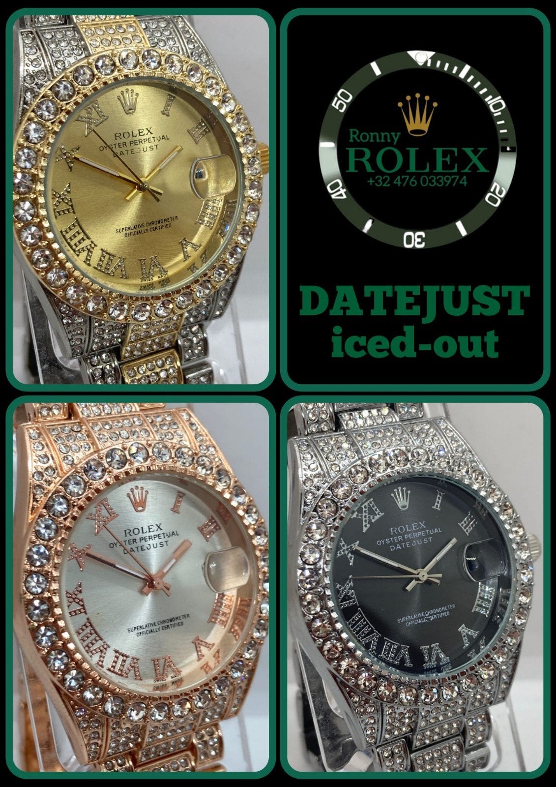 RLX DJ ICED-OUT quartz, Overige merken, Staal, Staal, Polshorloge