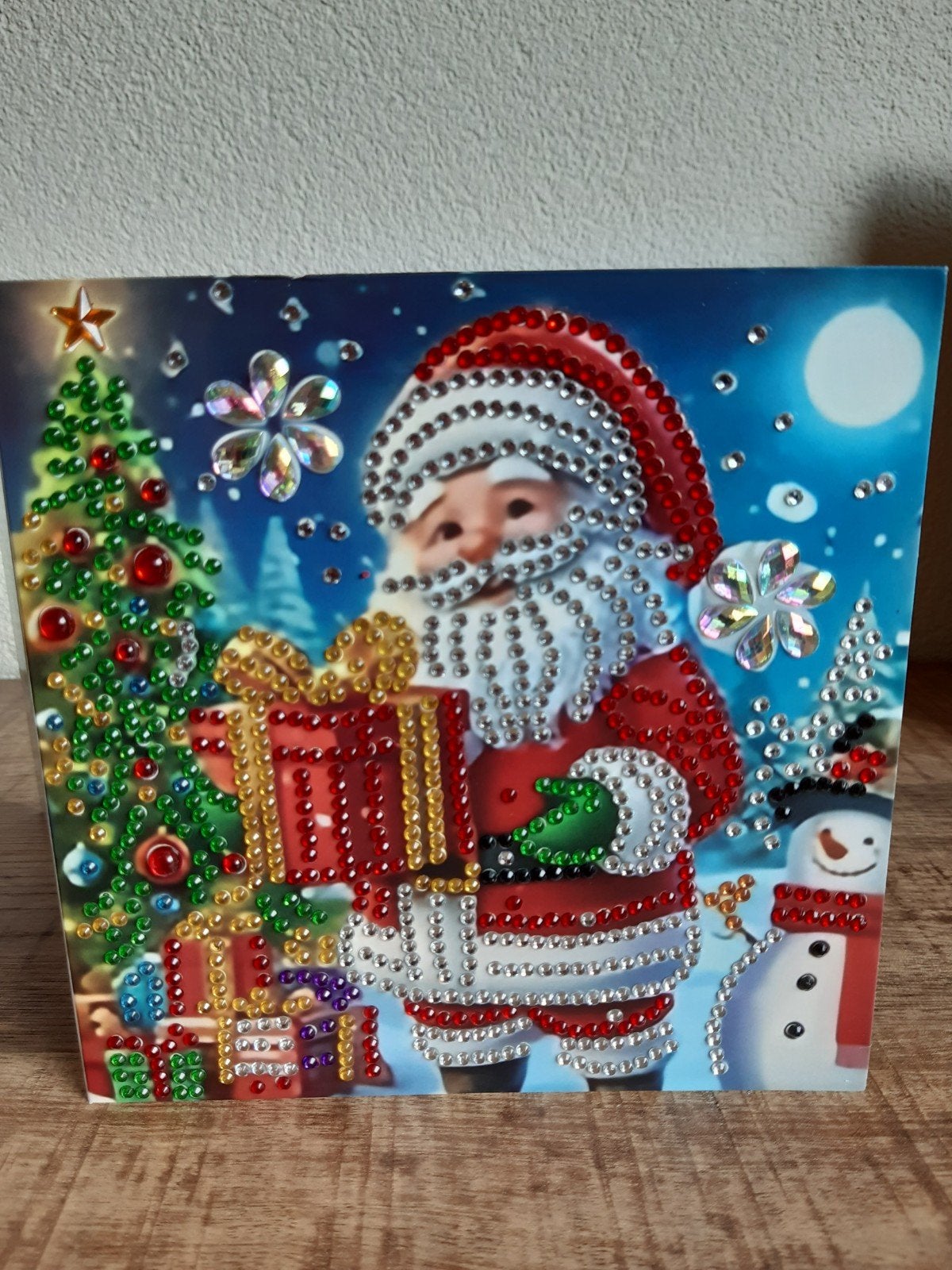 Diamond painting kerstkaart  kerstman met kerstboom, Ophalen of Verzenden, Zo goed als nieuw, Kerst