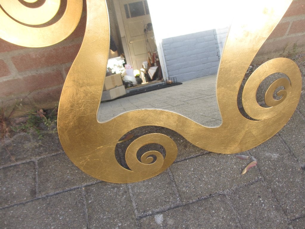 1990s “Circe” Gold Leaf spiegel Arti E Mestieri [ Italy], Ophalen of Verzenden, Overige vormen, Minder dan 50 cm, Minder dan 100 cm