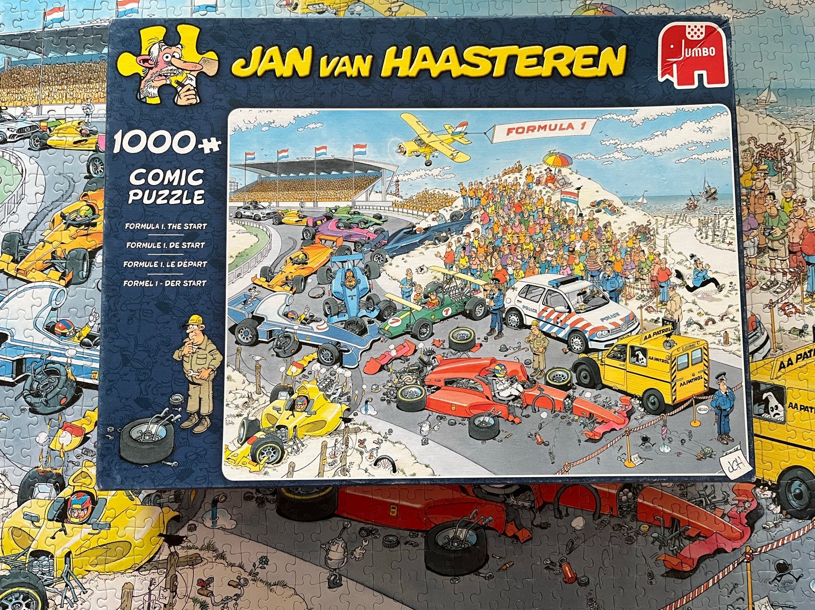 Jan van Haasteren Formule 1 Puzzel 1000 Stukjes, Ophalen of Verzenden, 500 t/m 1500 stukjes, Zo goed als nieuw, Legpuzzel