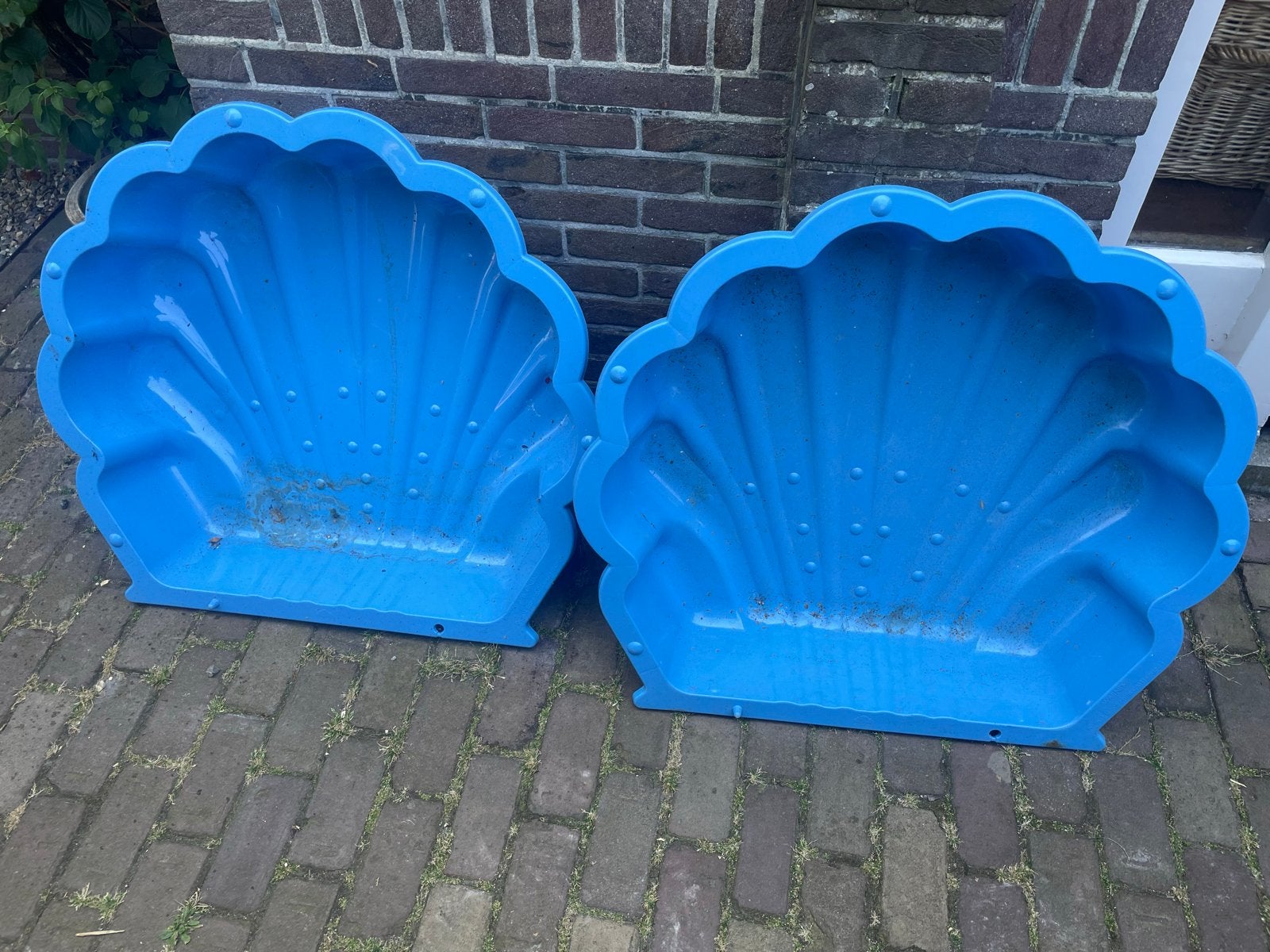 Blauwe schelp zandbak/zwembad - 2-delig, Kinderen en Baby's, Ophalen, Gebruikt