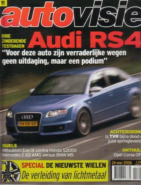 Autovisie 11 2006 : Audi RS4 - Honda S2000 - Mitsubishi EVO9, Ophalen of Verzenden, Gelezen, Algemeen