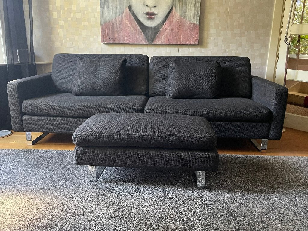 Bank 3 persoons met pouf - Cor Conseta, Huis en Inrichting, Banken | Bankstellen, Ophalen, Gebruikt, Driepersoons, 75 tot 100 cm