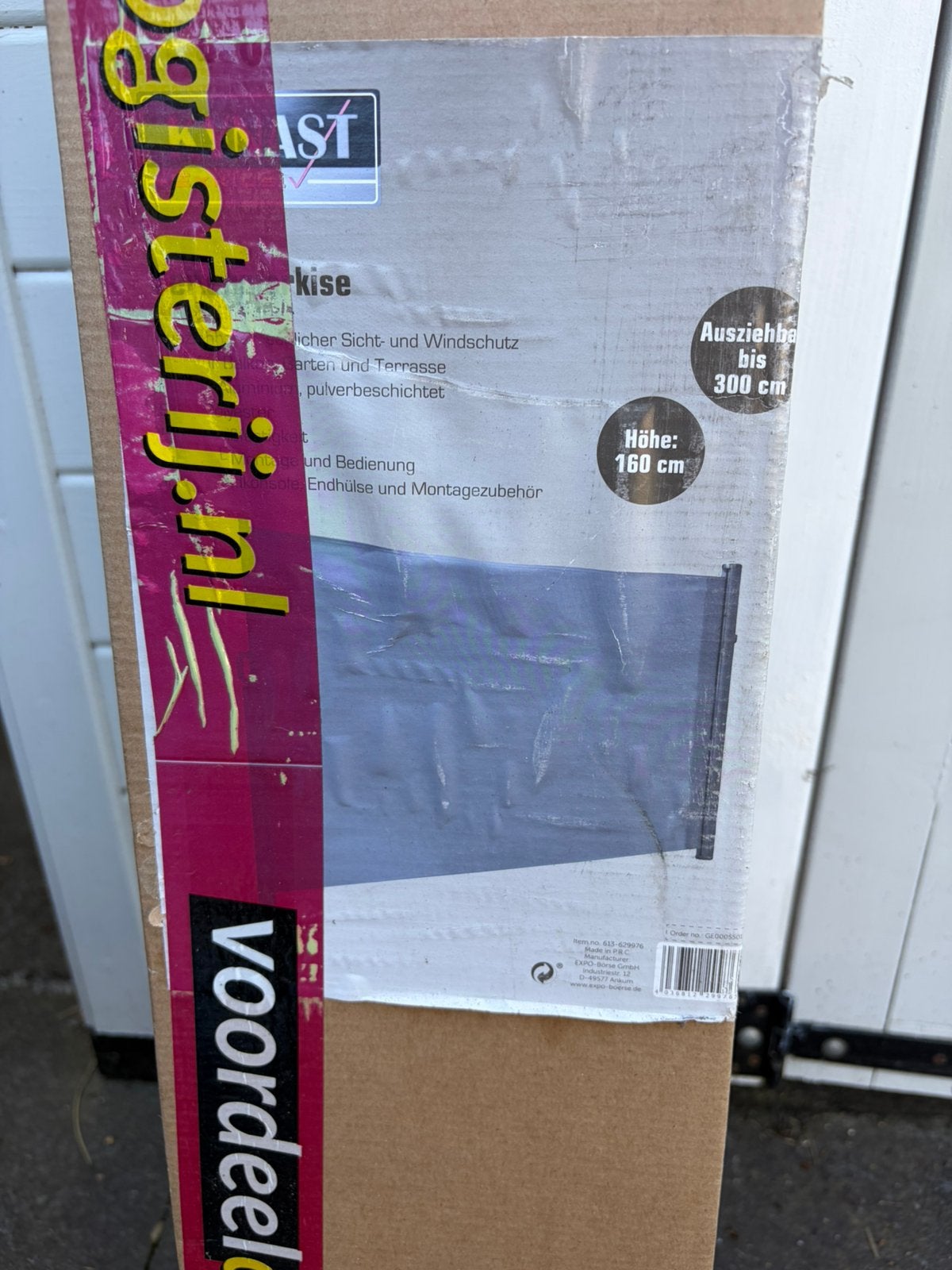 Uittrekbaar windscherm 300 x 160, grijs, Ophalen, Overige typen, Nieuw, 150 tot 300 cm