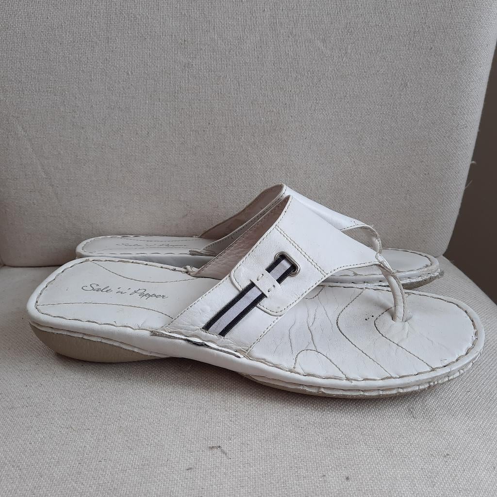 Salt 'n Pepper slippers wit leer maat 41 - nieuw -, Kleding | Dames, Slippers, Wit, Salt 'n Pepper, Nieuw
