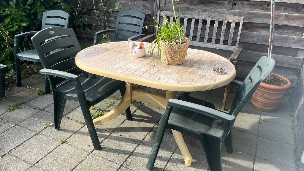 Hartman tuintafel, Tuin en Terras, Ophalen of Verzenden, Gebruikt, Ovaal, Kunststof