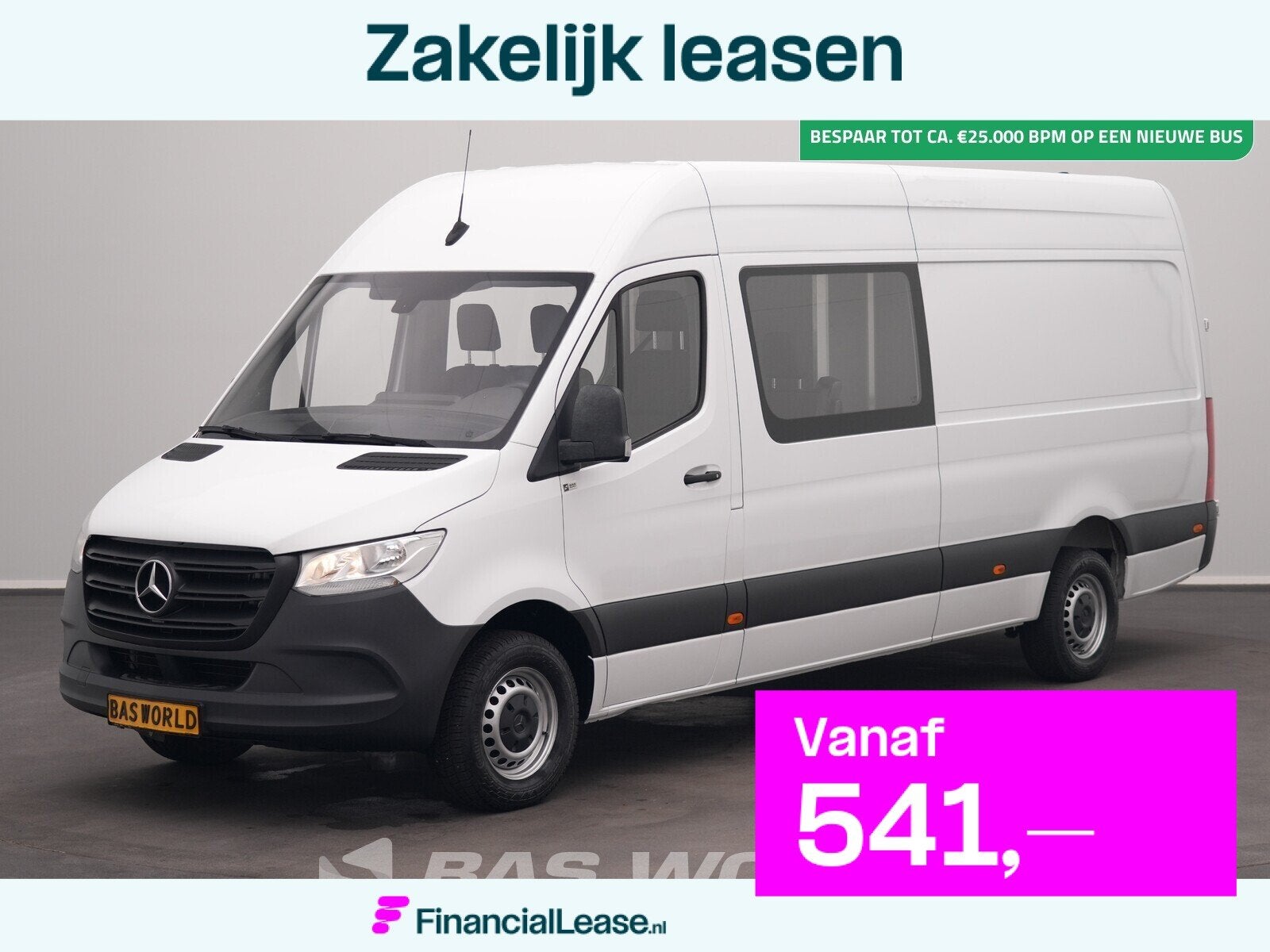Mercedes Sprinter 319 CDI Automaat Dubbel Cabine 3,5t Trekha, Automaat, Stof, Gebruikt, Euro 6
