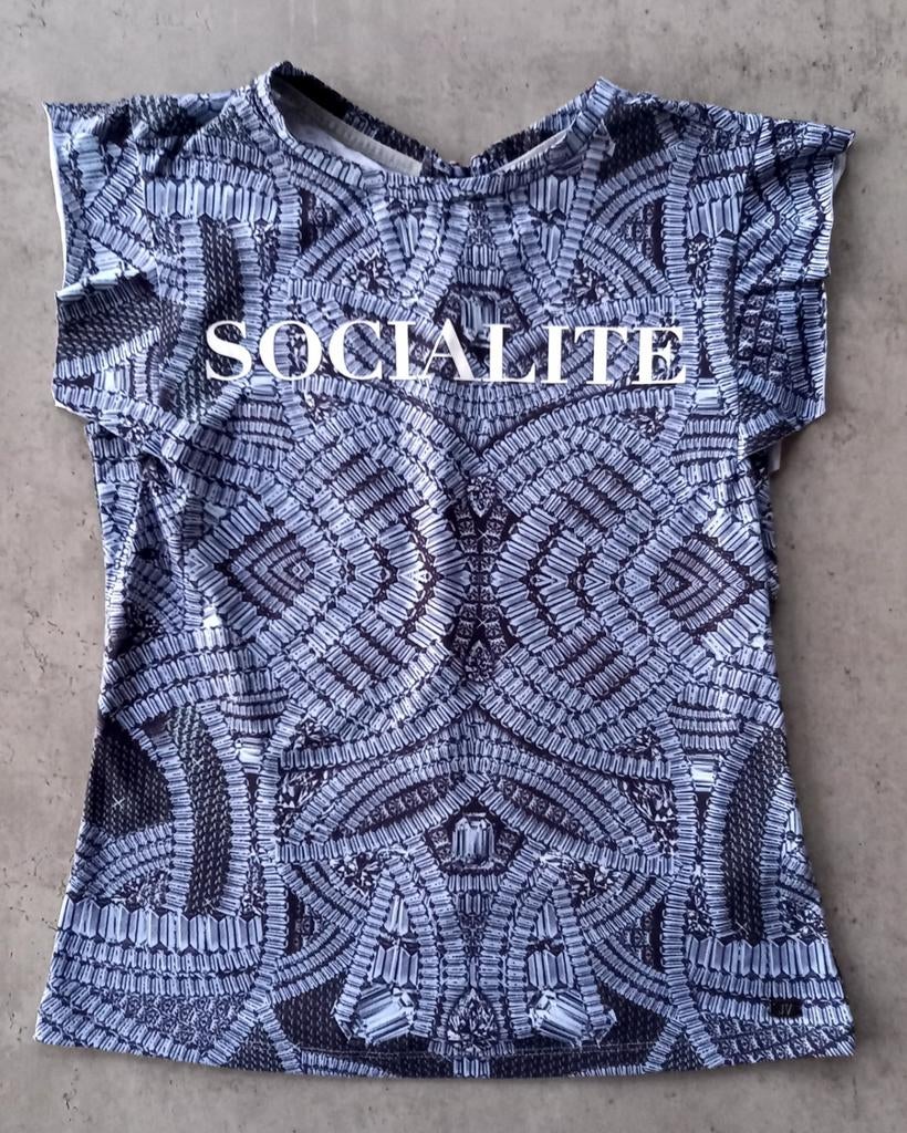 JOSH V  blauwe top CICI Diamond print (mt S), Blauw, Ophalen of Verzenden, Zo goed als nieuw, Korte mouw