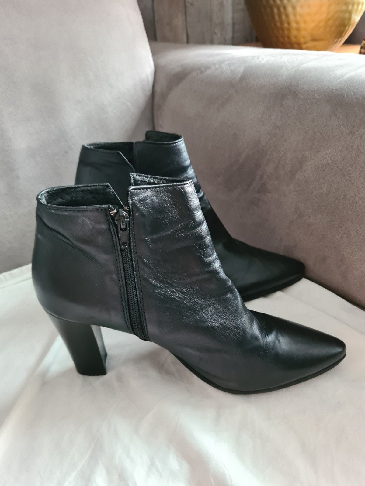 Manfield Zwarte Leren Enkellaarzen Maat 41, Kleding | Dames, Schoenen, Zwart, Lage of Enkellaarzen, Ophalen of Verzenden, Manfield