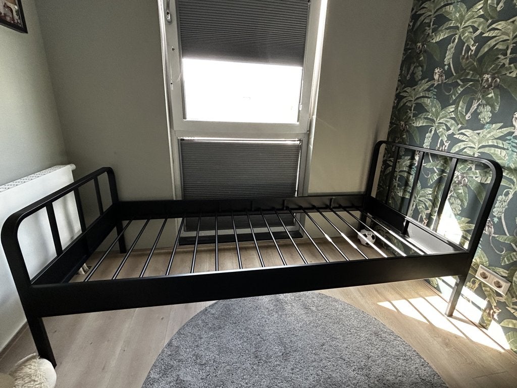 WOOOD - Zwart metalen eenpersoonsbed Mees, Ophalen, Gebruikt, 90 cm, Eenpersoons
