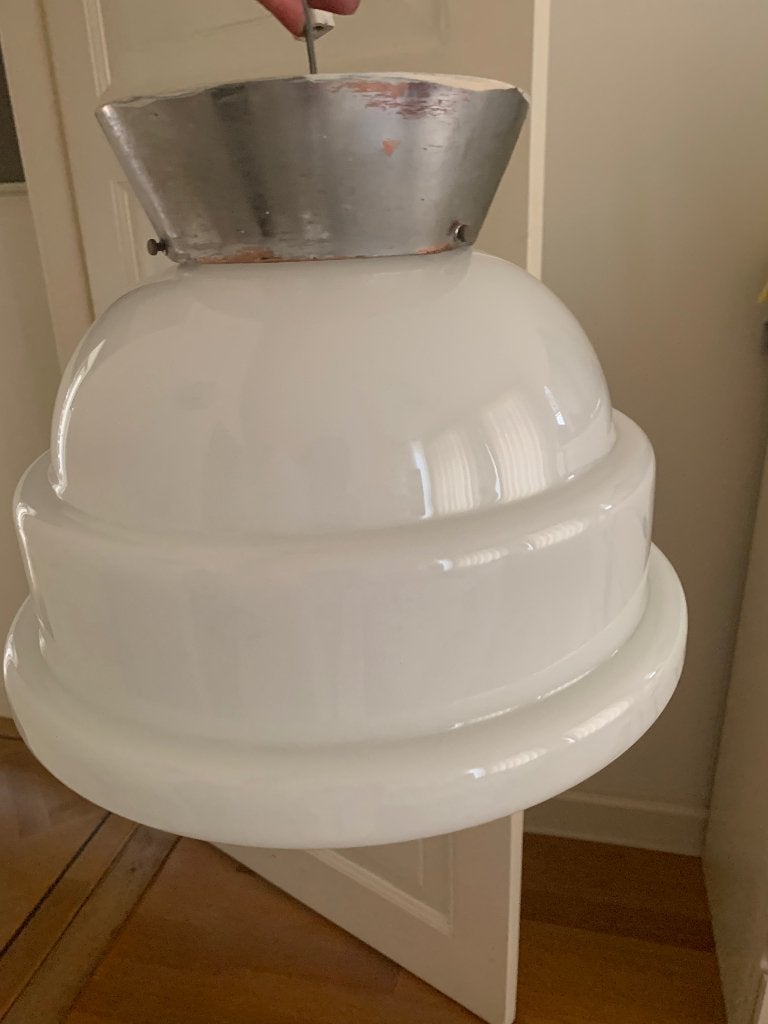 Rubli Art Deco design opaline Plafonniere, Ophalen