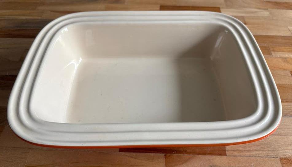 Le Creuset Terrine Patévorm Ovenschaal Oranje 10-30, Ophalen of Verzenden, Gebruikt, Gietijzer, Overige typen