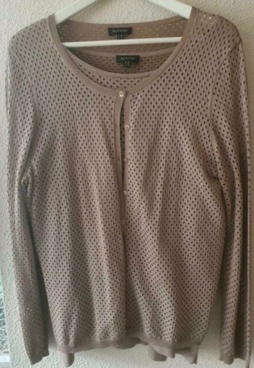 Accent twinset., Accent, Bruin, Verzenden, Maat 42/44 (L)