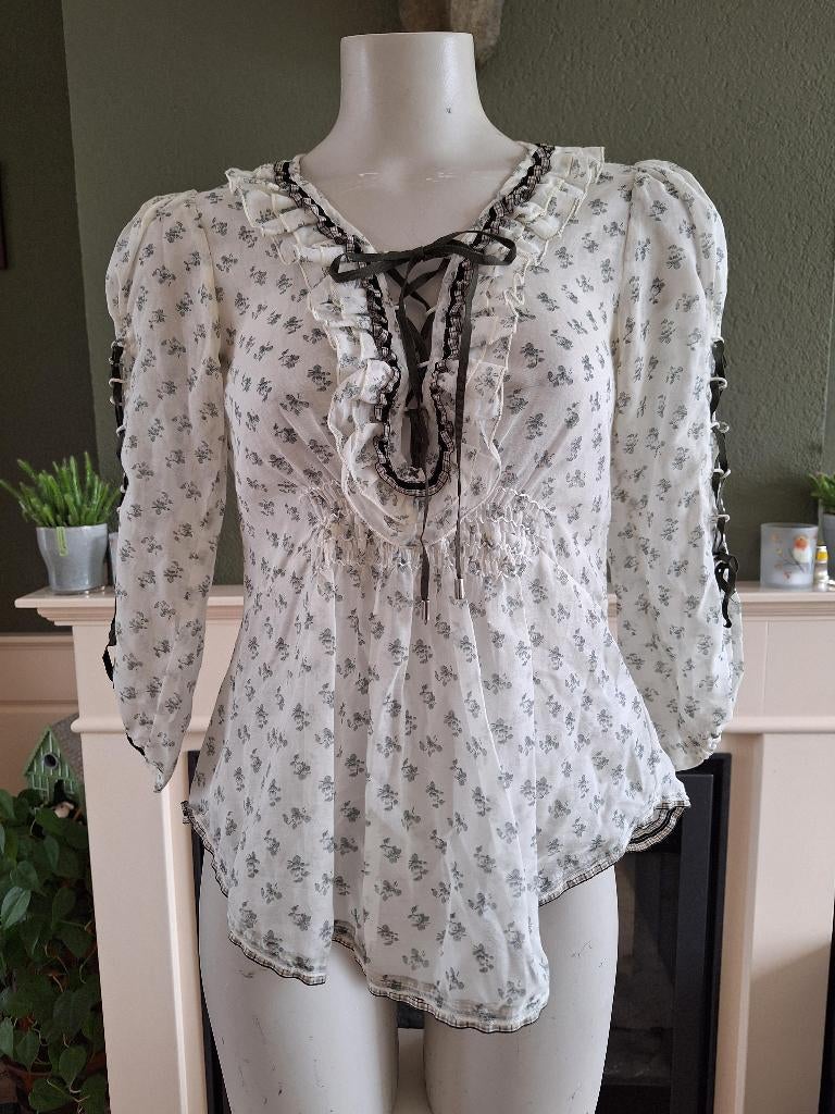 High Use lieflijk blouse tuniek top 34 XS 36 S, High Use, Wit, Ophalen of Verzenden, Zo goed als nieuw